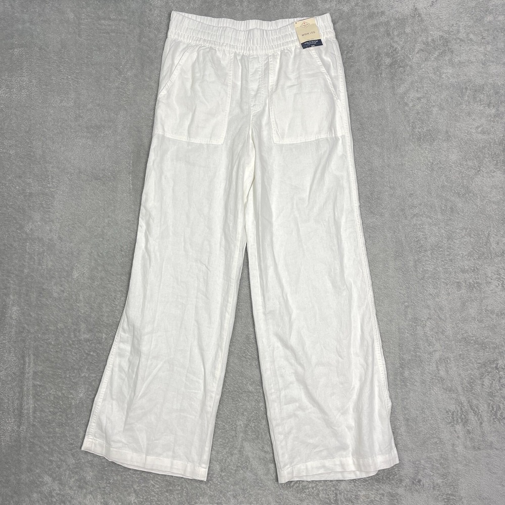 JM Collection White Wide Leg Pants‎ S Elastic Waist Pull On Casual Trousers